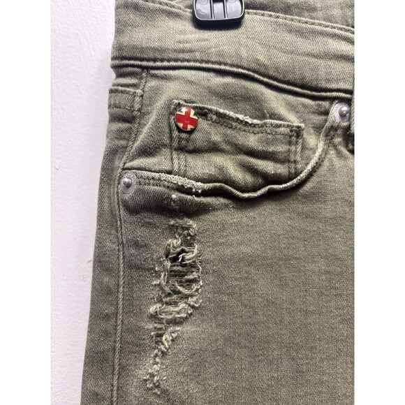 Hudson Krista Olive Distressed Ankle Skinny Jeans Frayed Hem Womens Denim Sz 27 - Picture 6 of 16